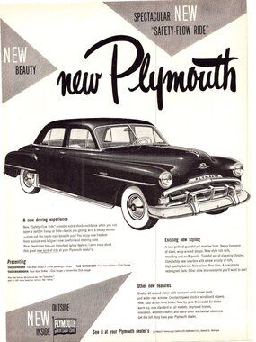 1951 Plymouth Cranbrook Sedan Vintage Print Ad Antique Car 50s Wall Art Man Cave